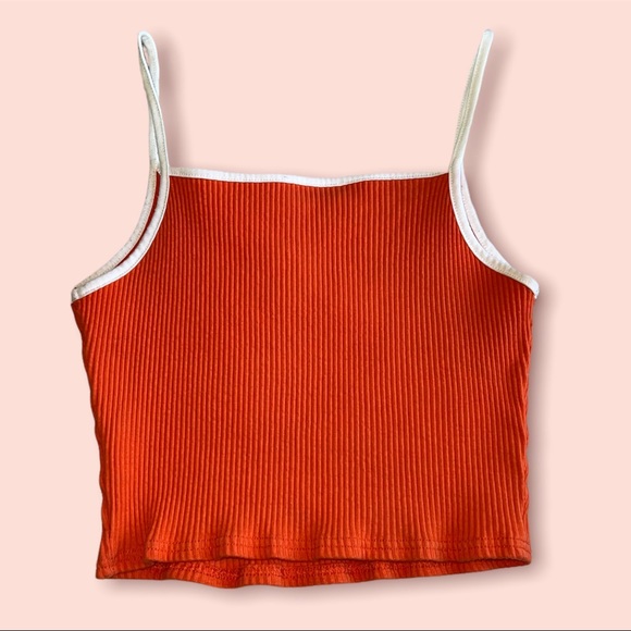 Honey Embroidered Orange Cropped Tank - Picture 2 of 3